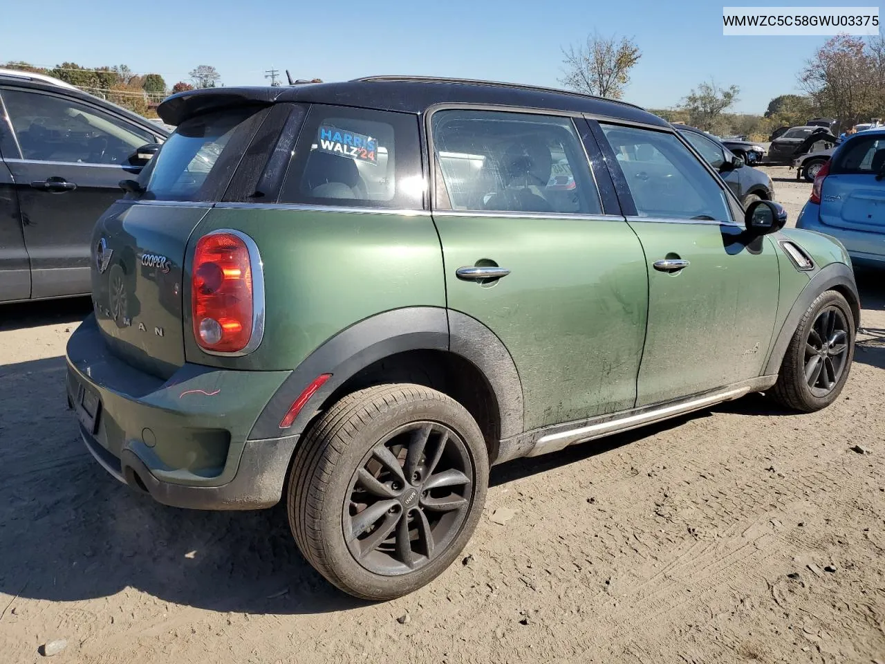 2016 Mini Cooper S Countryman VIN: WMWZC5C58GWU03375 Lot: 77481614