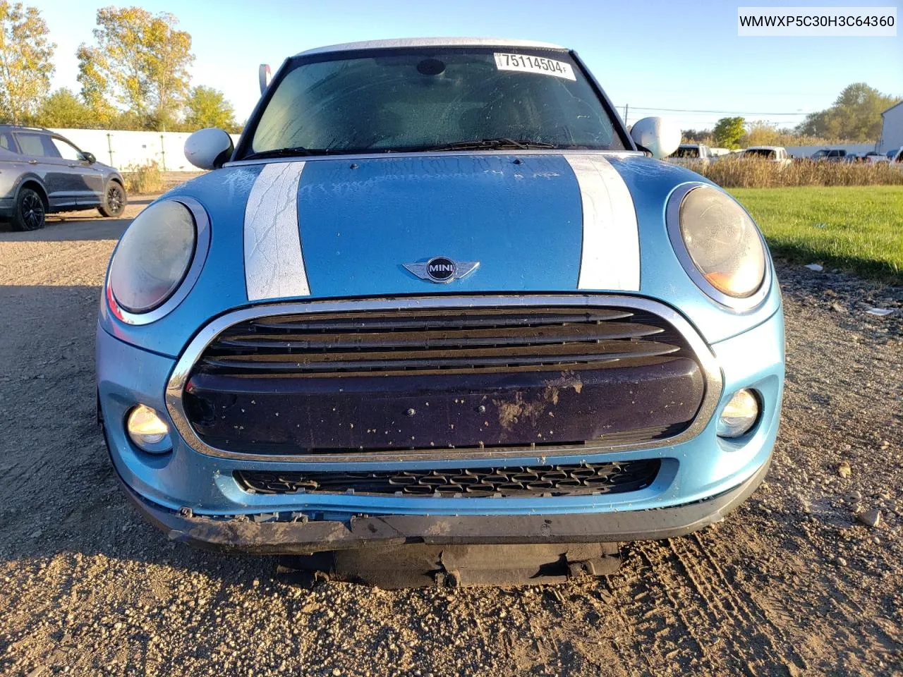 2017 Mini Cooper VIN: WMWXP5C30H3C64360 Lot: 75114504