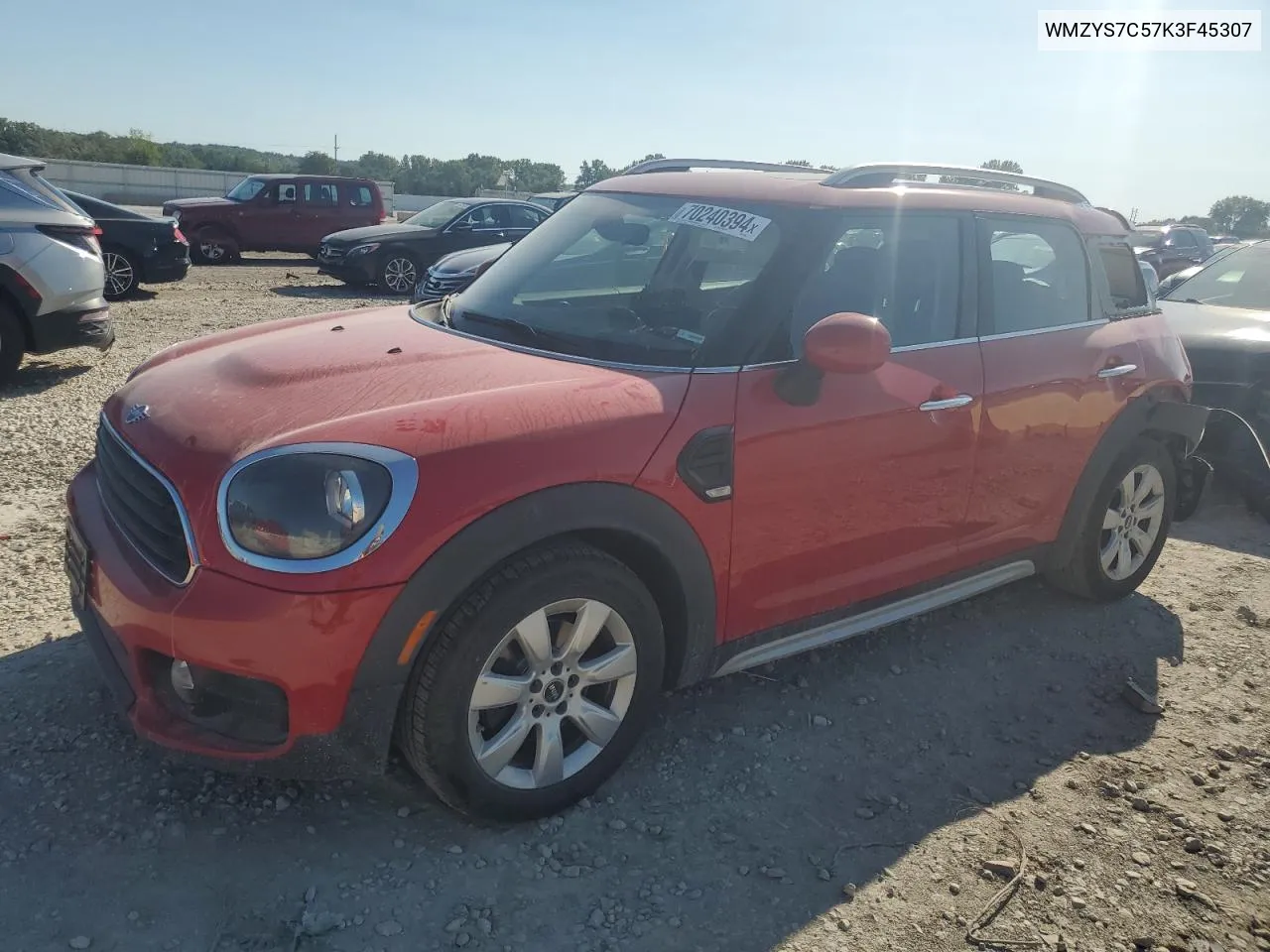 2019 Mini Cooper Countryman VIN: WMZYS7C57K3F45307 Lot: 70240394