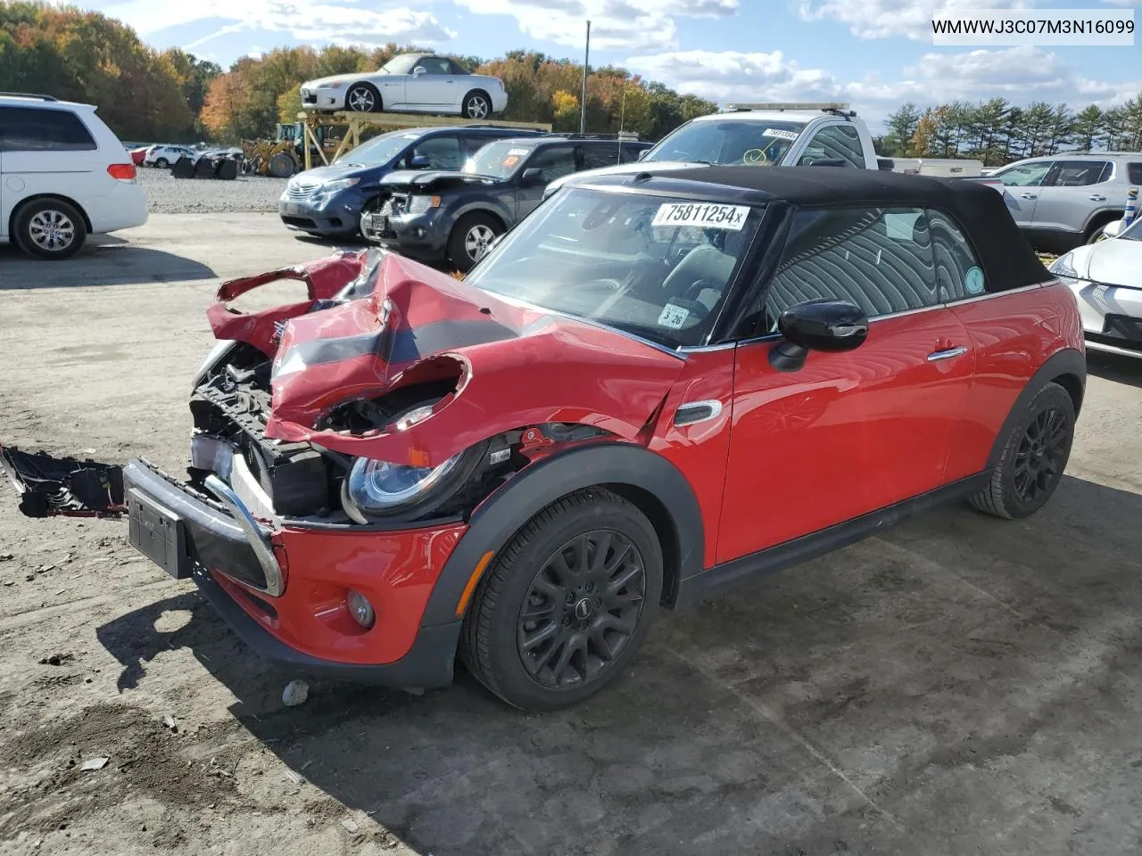 2021 Mini Cooper VIN: WMWWJ3C07M3N16099 Lot: 75811254