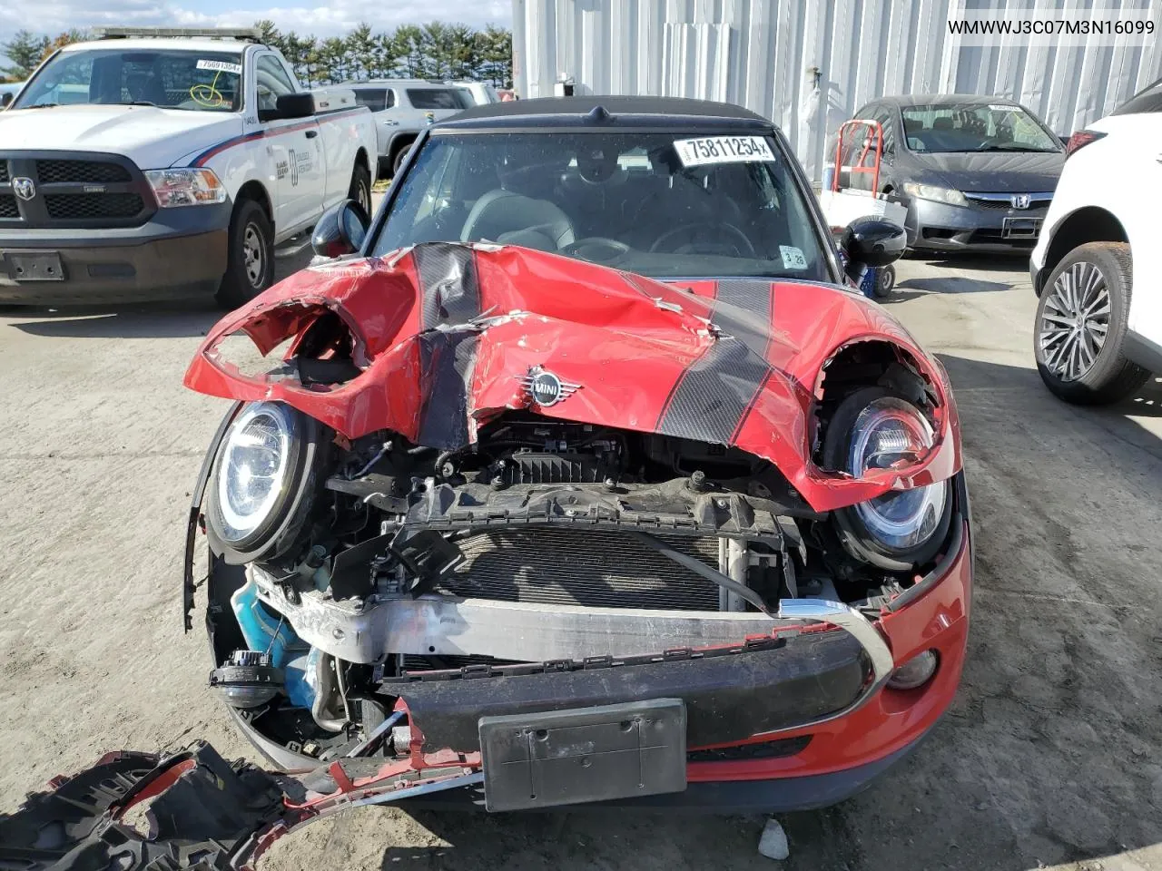 2021 Mini Cooper VIN: WMWWJ3C07M3N16099 Lot: 75811254