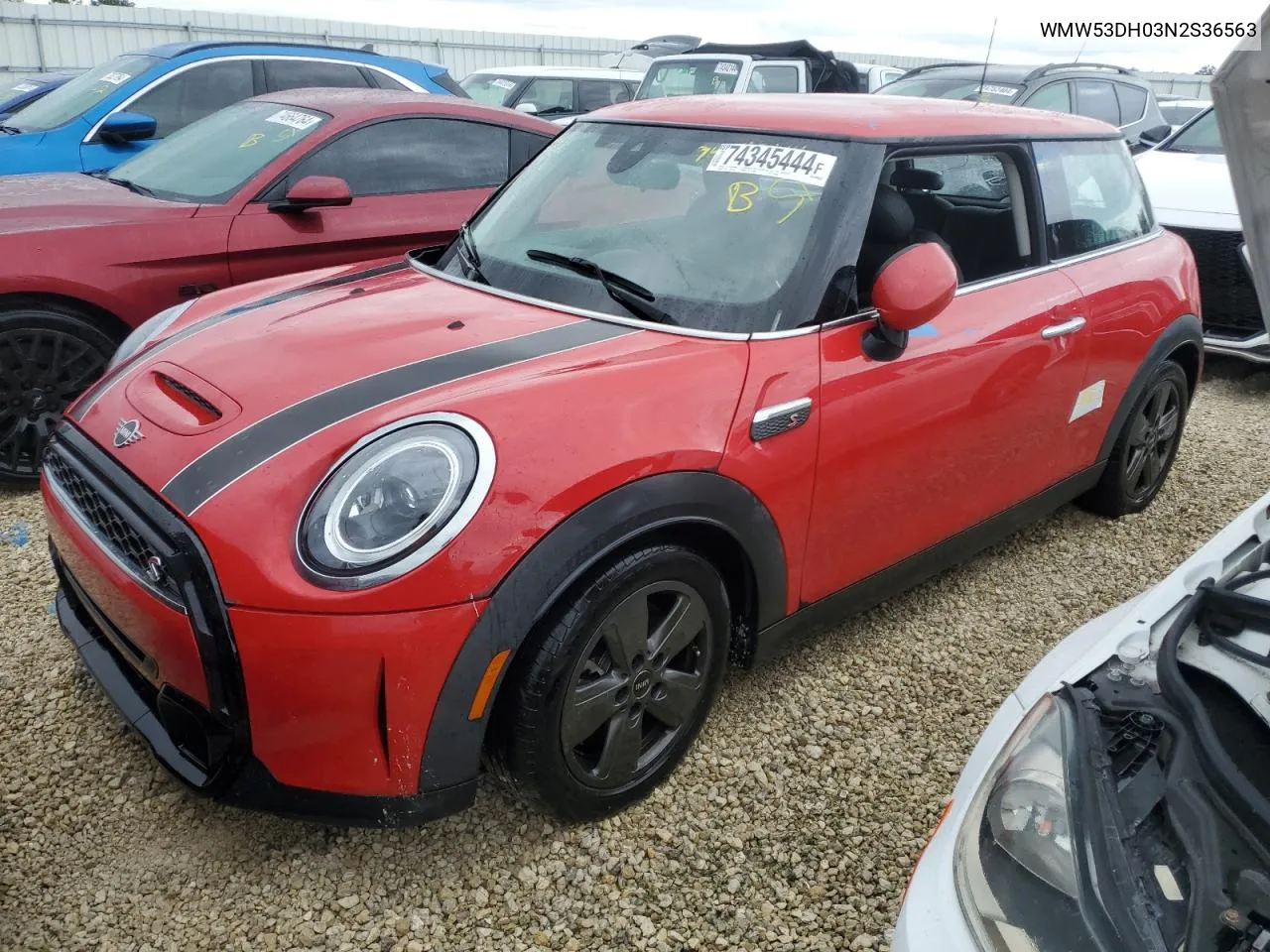 2022 Mini Cooper S VIN: WMW53DH03N2S36563 Lot: 74345444