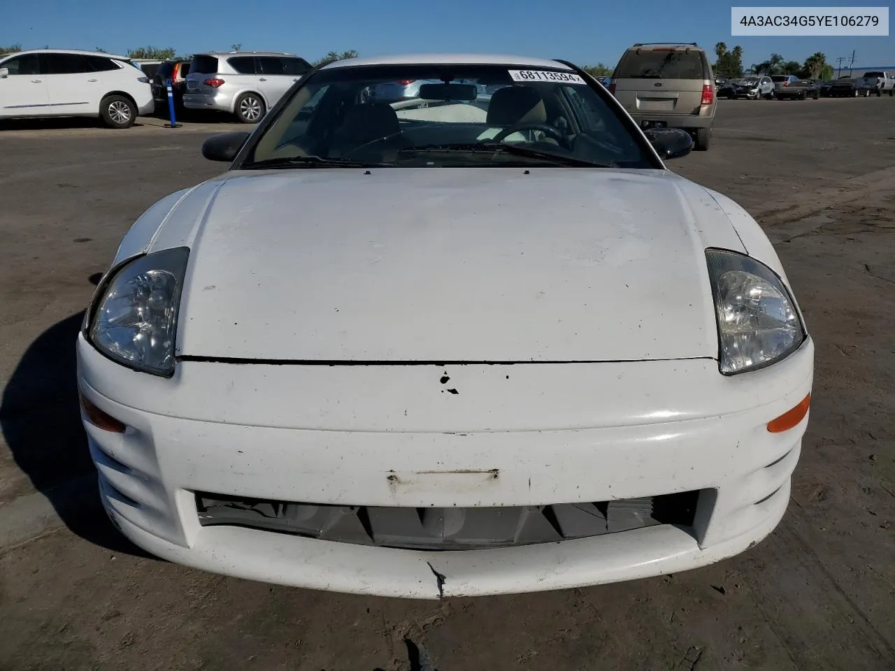 2000 Mitsubishi Eclipse Rs VIN: 4A3AC34G5YE106279 Lot: 68113594