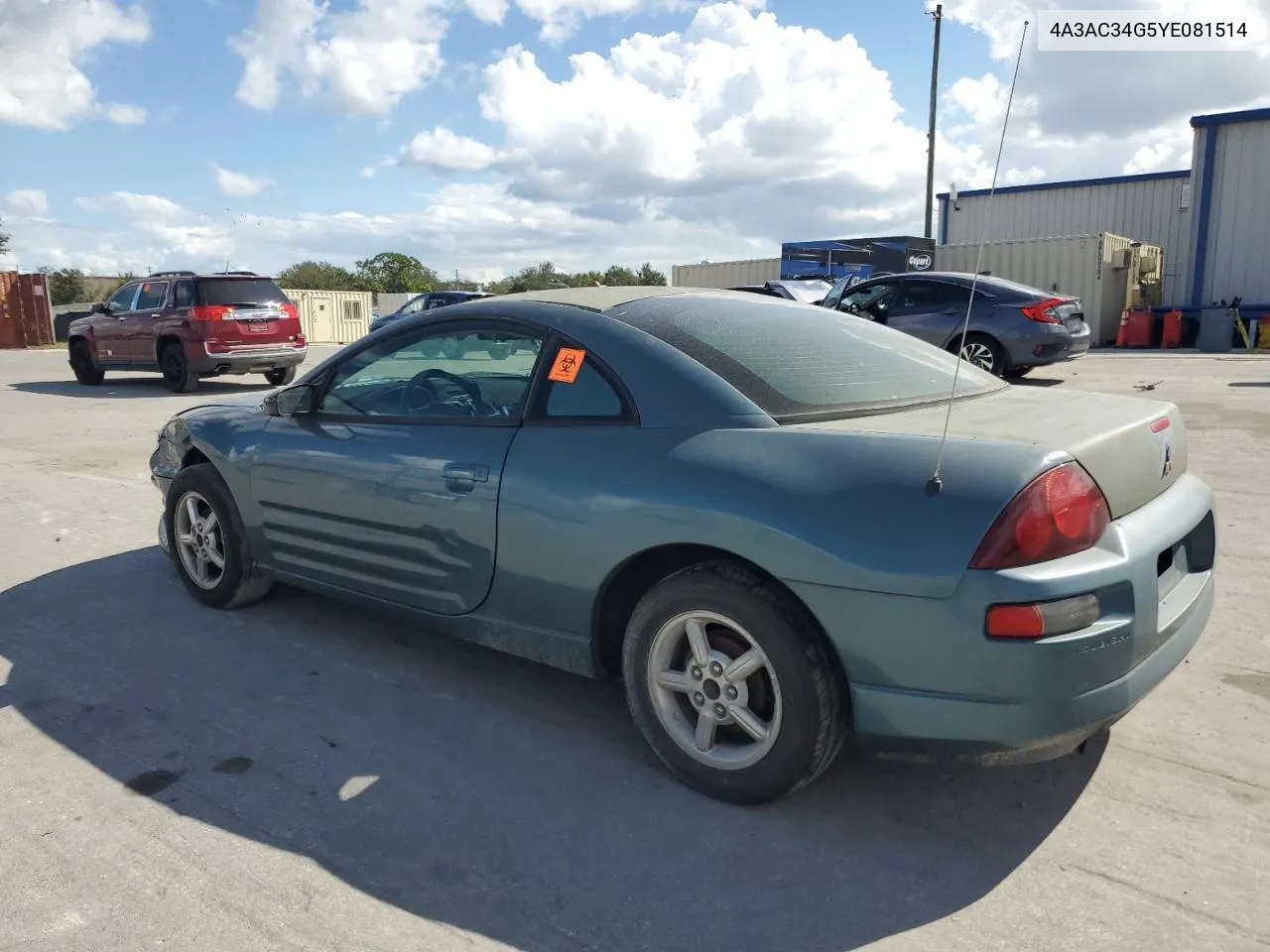 2000 Mitsubishi Eclipse Rs VIN: 4A3AC34G5YE081514 Lot: 77326654