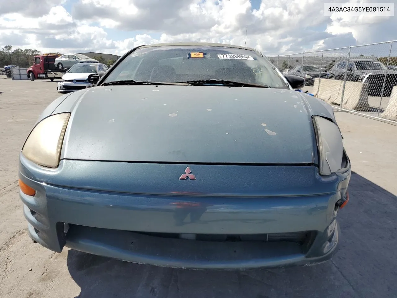 2000 Mitsubishi Eclipse Rs VIN: 4A3AC34G5YE081514 Lot: 77326654