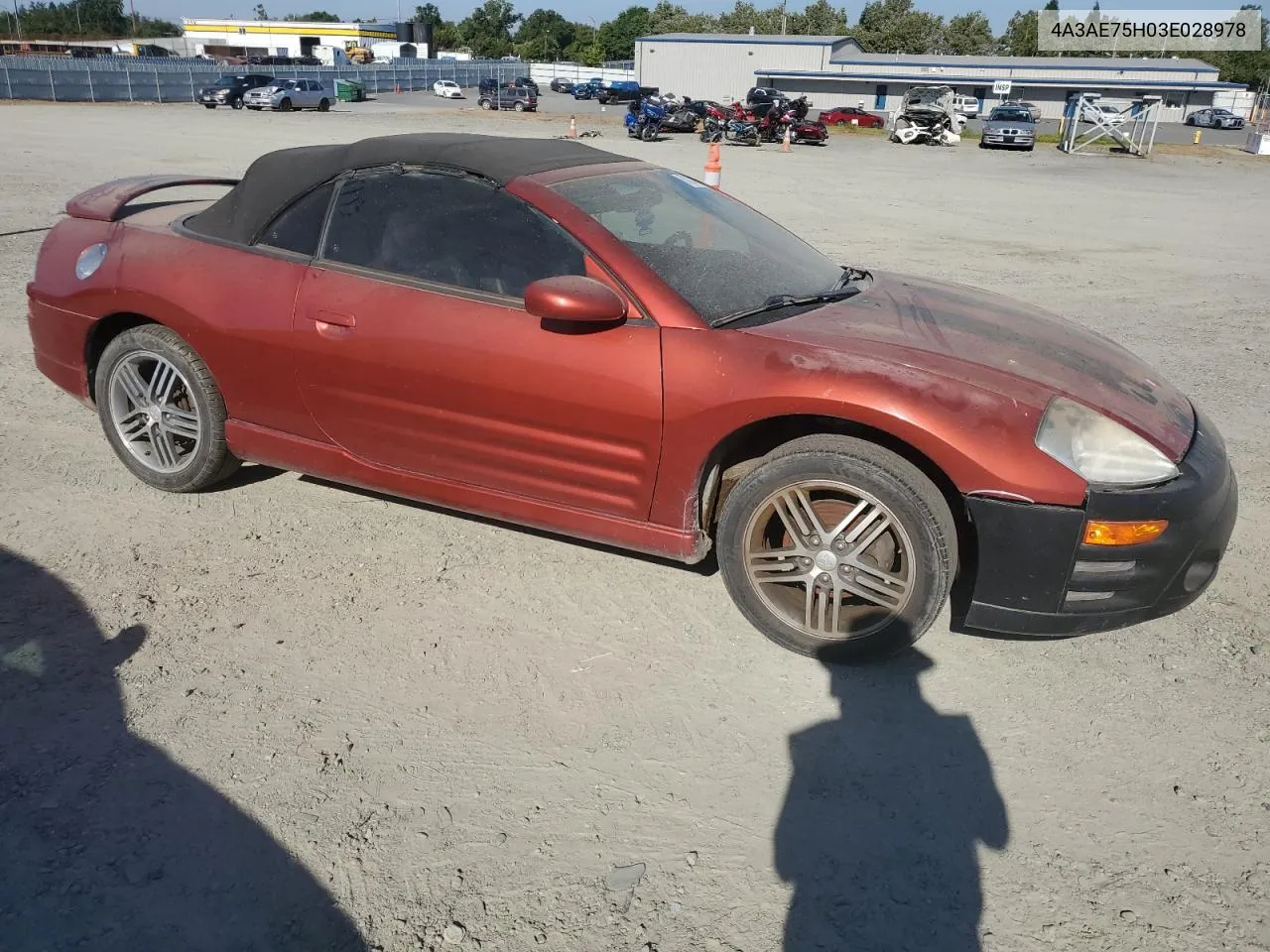 2003 Mitsubishi Eclipse Spyder Gts VIN: 4A3AE75H03E028978 Lot: 61294774