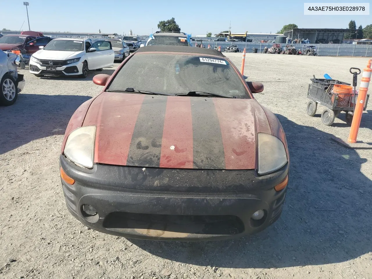 2003 Mitsubishi Eclipse Spyder Gts VIN: 4A3AE75H03E028978 Lot: 61294774