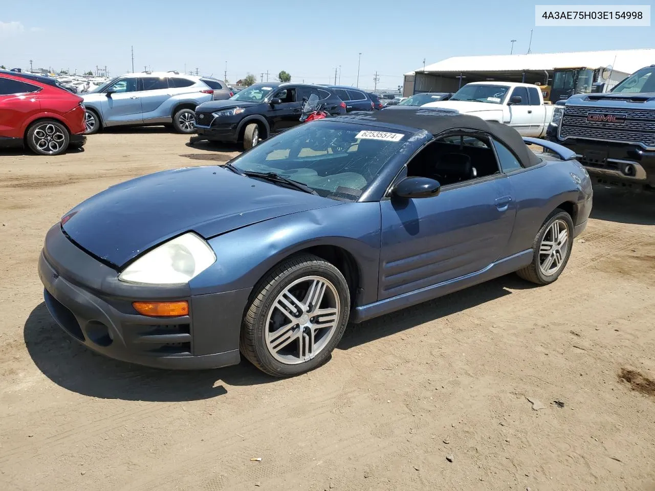 2003 Mitsubishi Eclipse Spyder Gts VIN: 4A3AE75H03E154998 Lot: 62535574