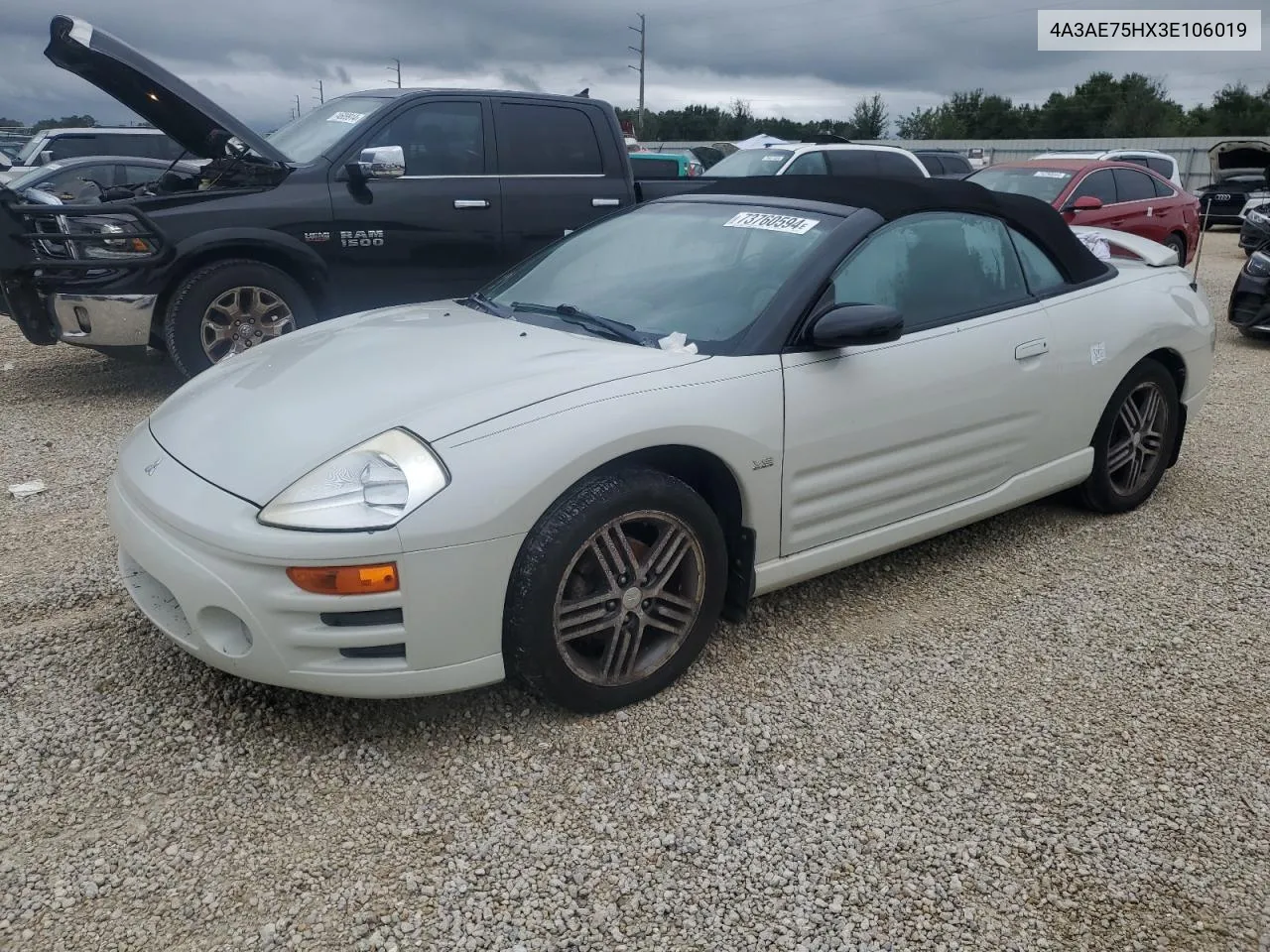 2003 Mitsubishi Eclipse Spyder Gts VIN: 4A3AE75HX3E106019 Lot: 73760594