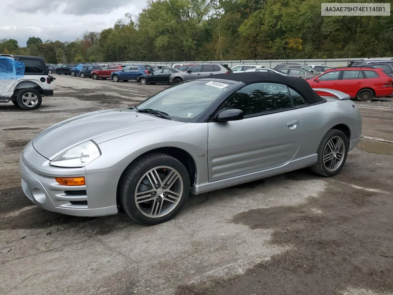 2004 Mitsubishi Eclipse Spyder Gts VIN: 4A3AE75H74E114581 Lot: 72989344