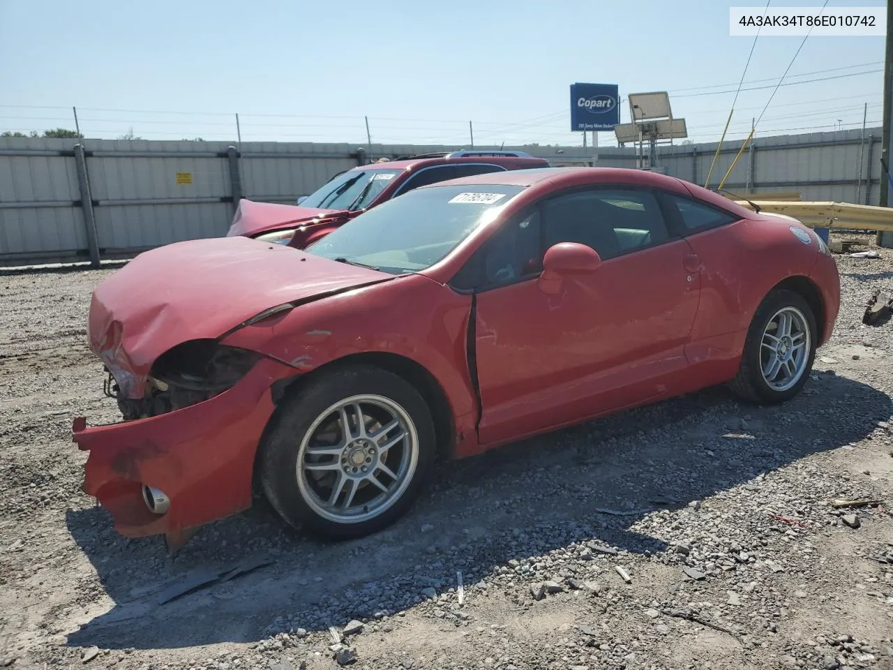 2006 Mitsubishi Eclipse Gt VIN: 4A3AK34T86E010742 Lot: 71795704