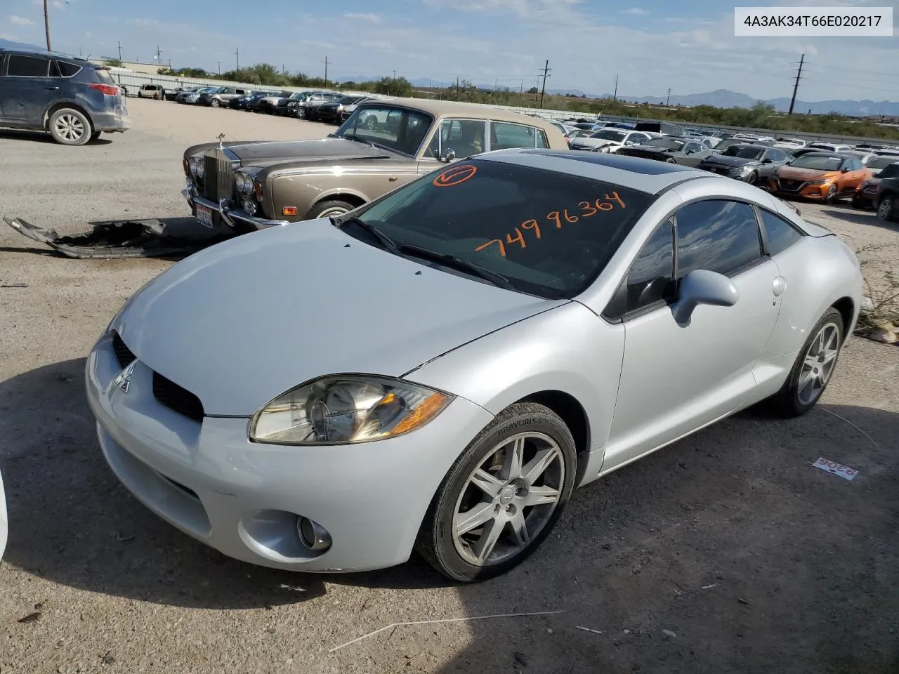 2006 Mitsubishi Eclipse Gt VIN: 4A3AK34T66E020217 Lot: 74996364