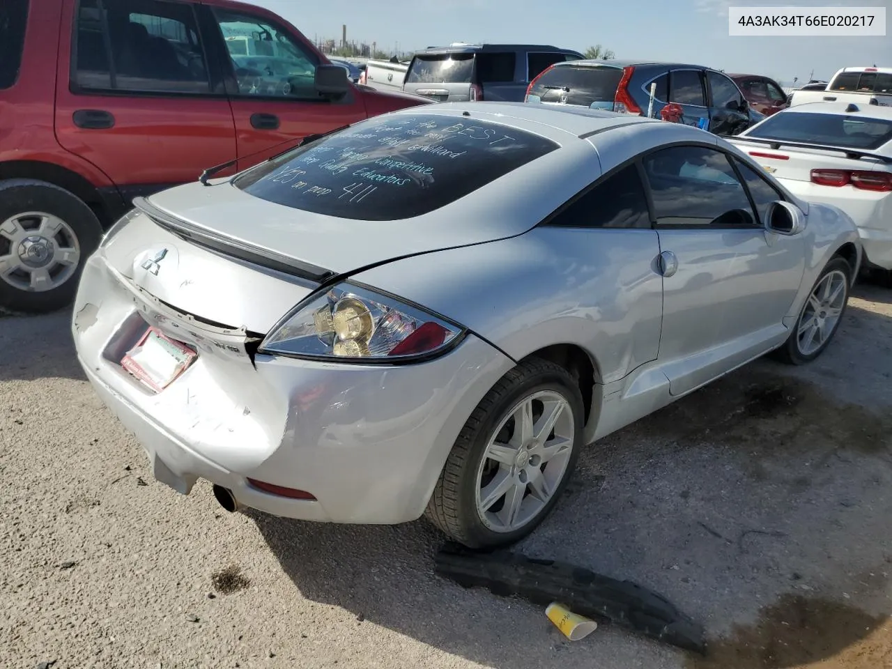 2006 Mitsubishi Eclipse Gt VIN: 4A3AK34T66E020217 Lot: 74996364