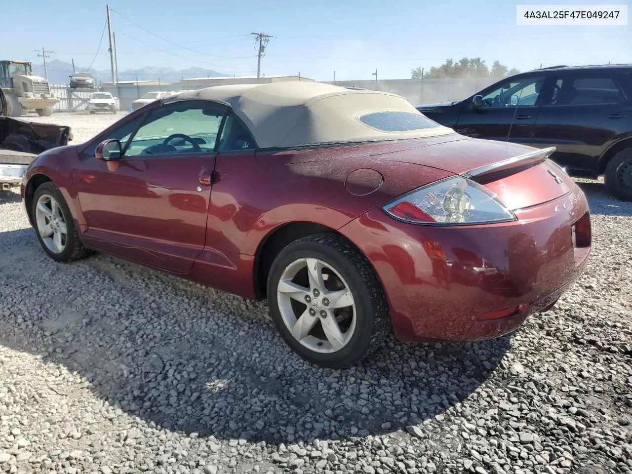 2007 Mitsubishi Eclipse Spyder Gs VIN: 4A3AL25F47E049247 Lot: 72284864