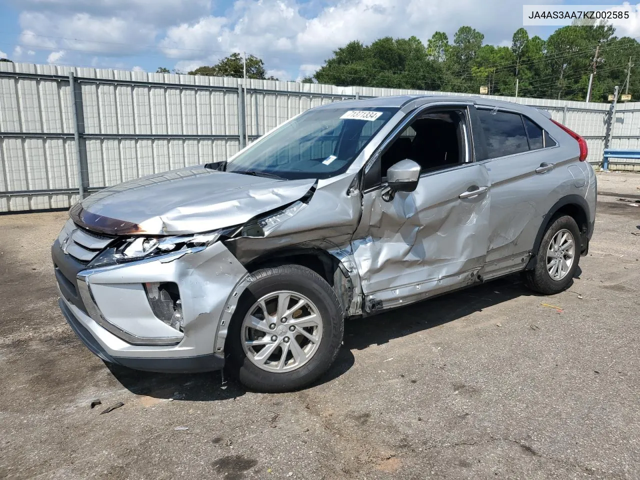 2019 Mitsubishi Eclipse Cross Es VIN: JA4AS3AA7KZ002585 Lot: 71371334