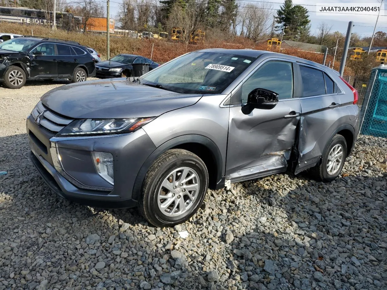 2019 Mitsubishi Eclipse Cross Es VIN: JA4AT3AA4KZ040451 Lot: 78909514