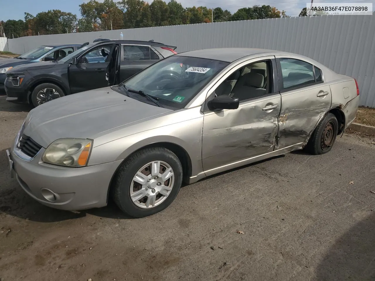 2007 Mitsubishi Galant Es VIN: 4A3AB36F47E078898 Lot: 75604354