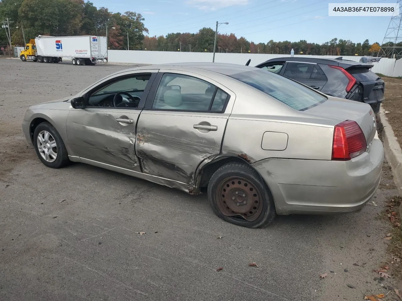 2007 Mitsubishi Galant Es VIN: 4A3AB36F47E078898 Lot: 75604354