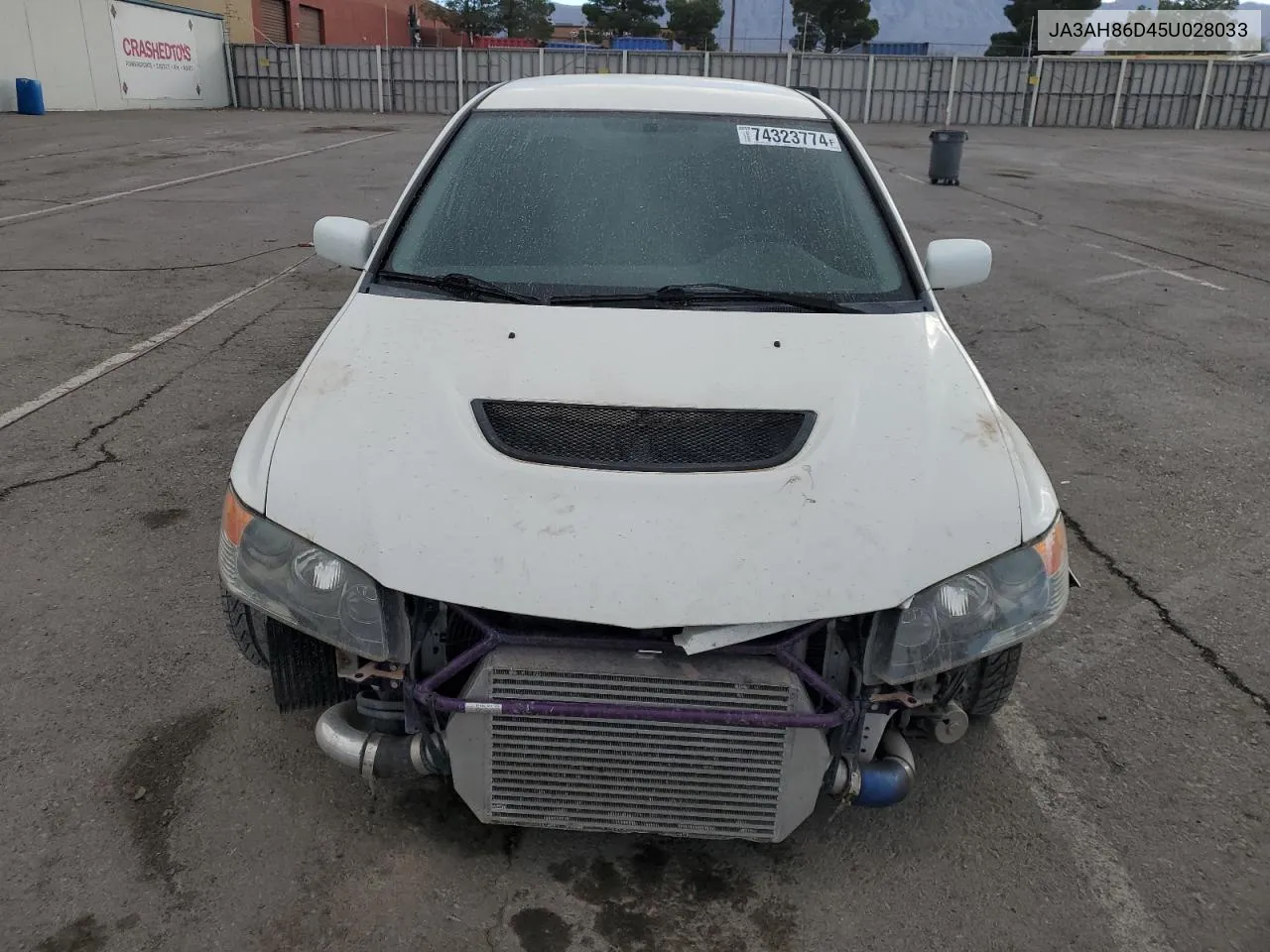 2005 Mitsubishi Lancer Evolution VIN: JA3AH86D45U028033 Lot: 74323774