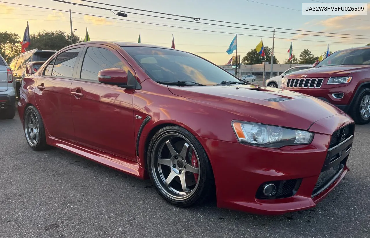 2015 Mitsubishi Lancer Evolution Gsr VIN: JA32W8FV5FU026599 Lot: 79051554