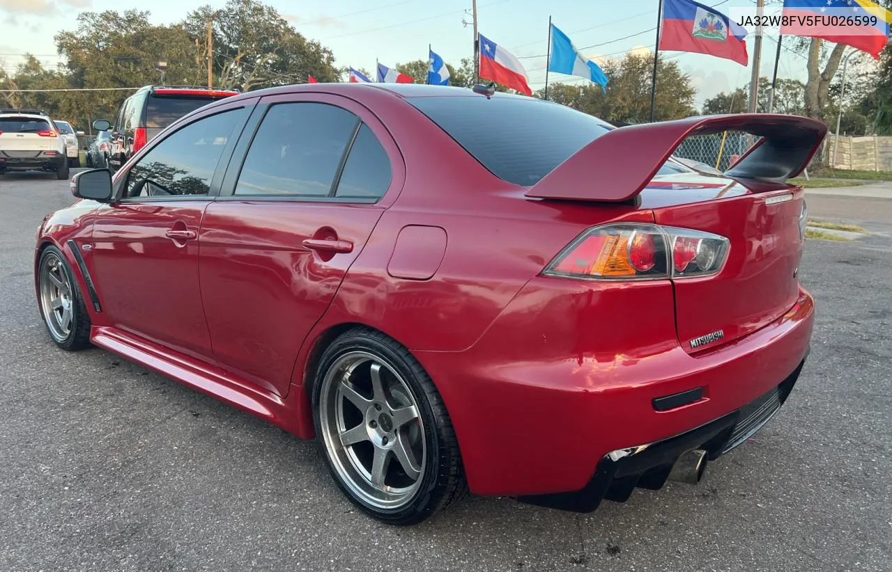 2015 Mitsubishi Lancer Evolution Gsr VIN: JA32W8FV5FU026599 Lot: 79051554