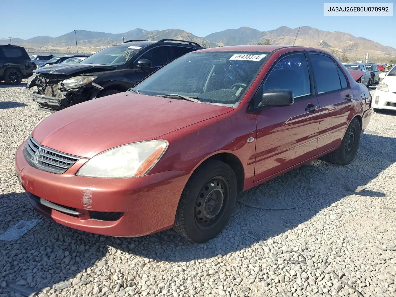 2006 Mitsubishi Lancer Es VIN: JA3AJ26E86U070992 Lot: 69430374