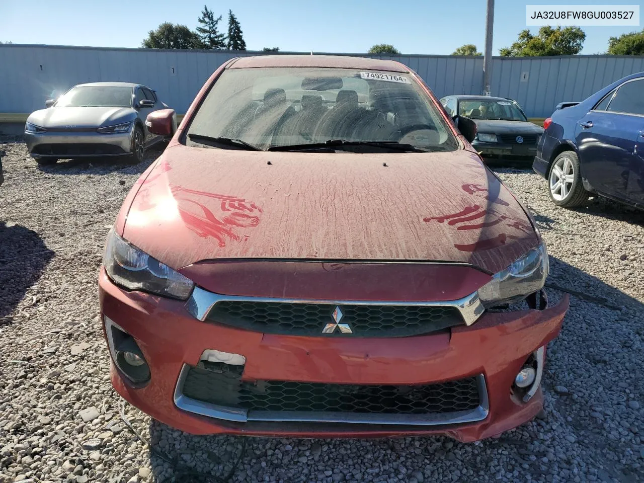 2016 Mitsubishi Lancer Gt VIN: JA32U8FW8GU003527 Lot: 74921764