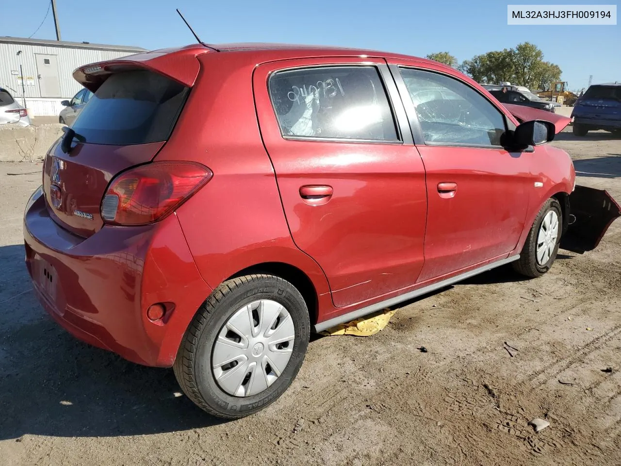 2015 Mitsubishi Mirage De VIN: ML32A3HJ3FH009194 Lot: 73944054