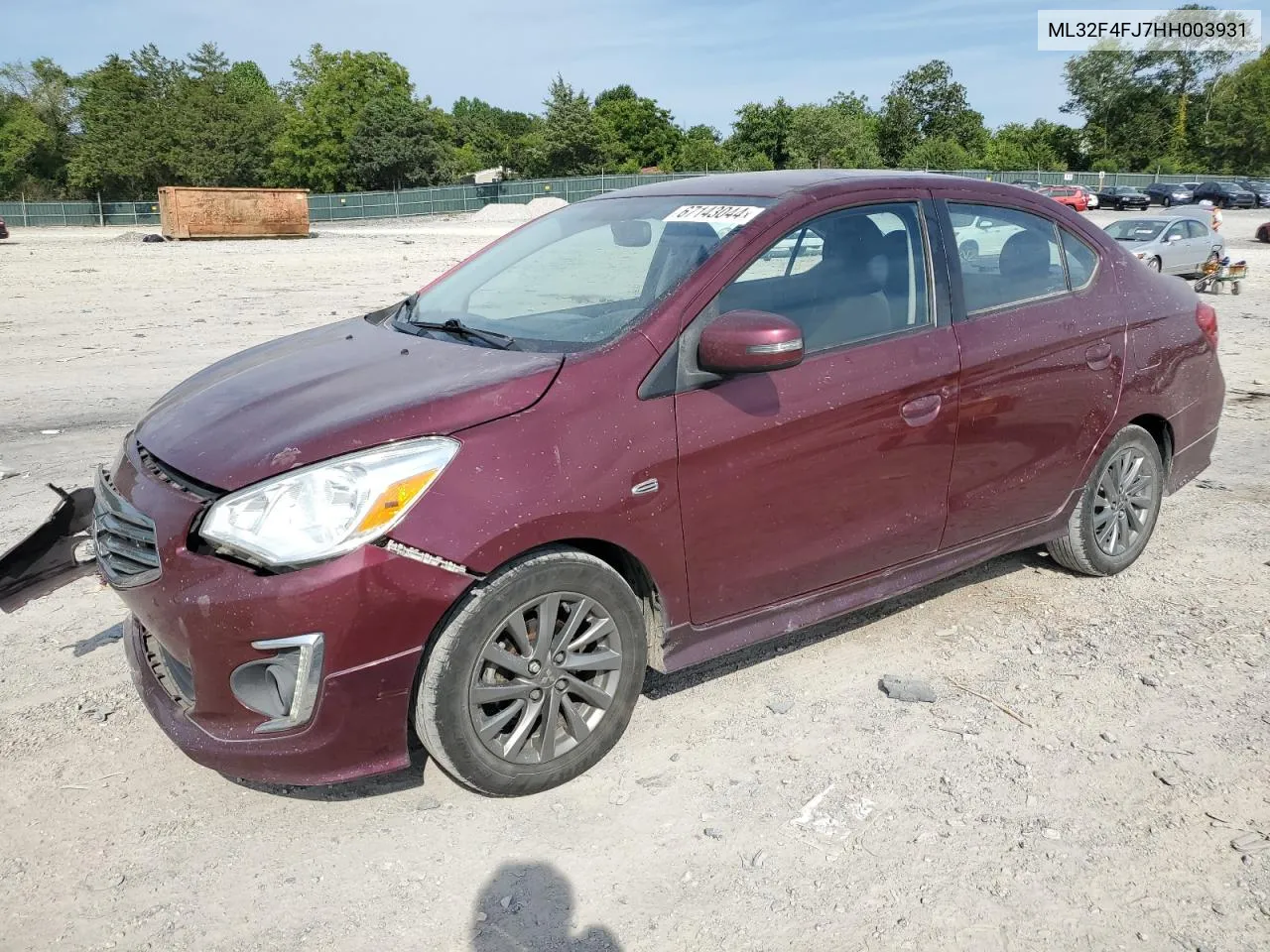 2017 Mitsubishi Mirage G4 Se VIN: ML32F4FJ7HH003931 Lot: 67143044