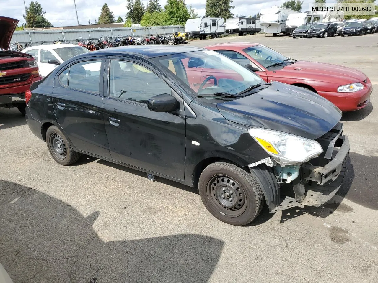 2017 Mitsubishi Mirage G4 Es VIN: ML32F3FJ7HH002689 Lot: 68045674