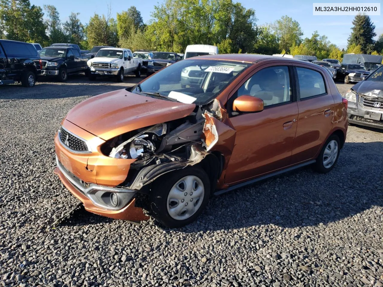 2017 Mitsubishi Mirage Es VIN: ML32A3HJ2HH012610 Lot: 72583694