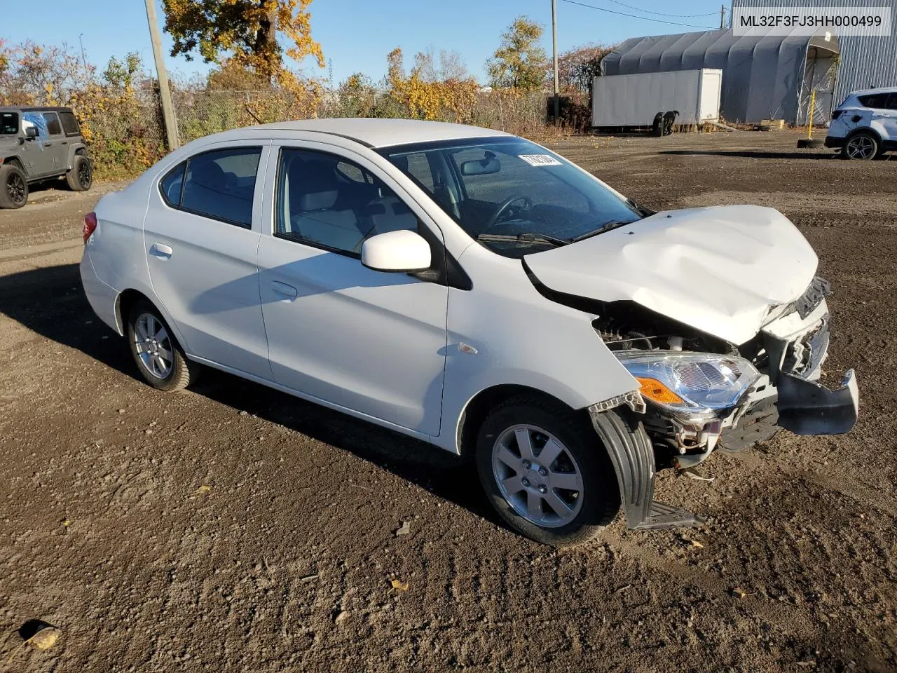 2017 Mitsubishi Mirage G4 Es VIN: ML32F3FJ3HH000499 Lot: 77621384