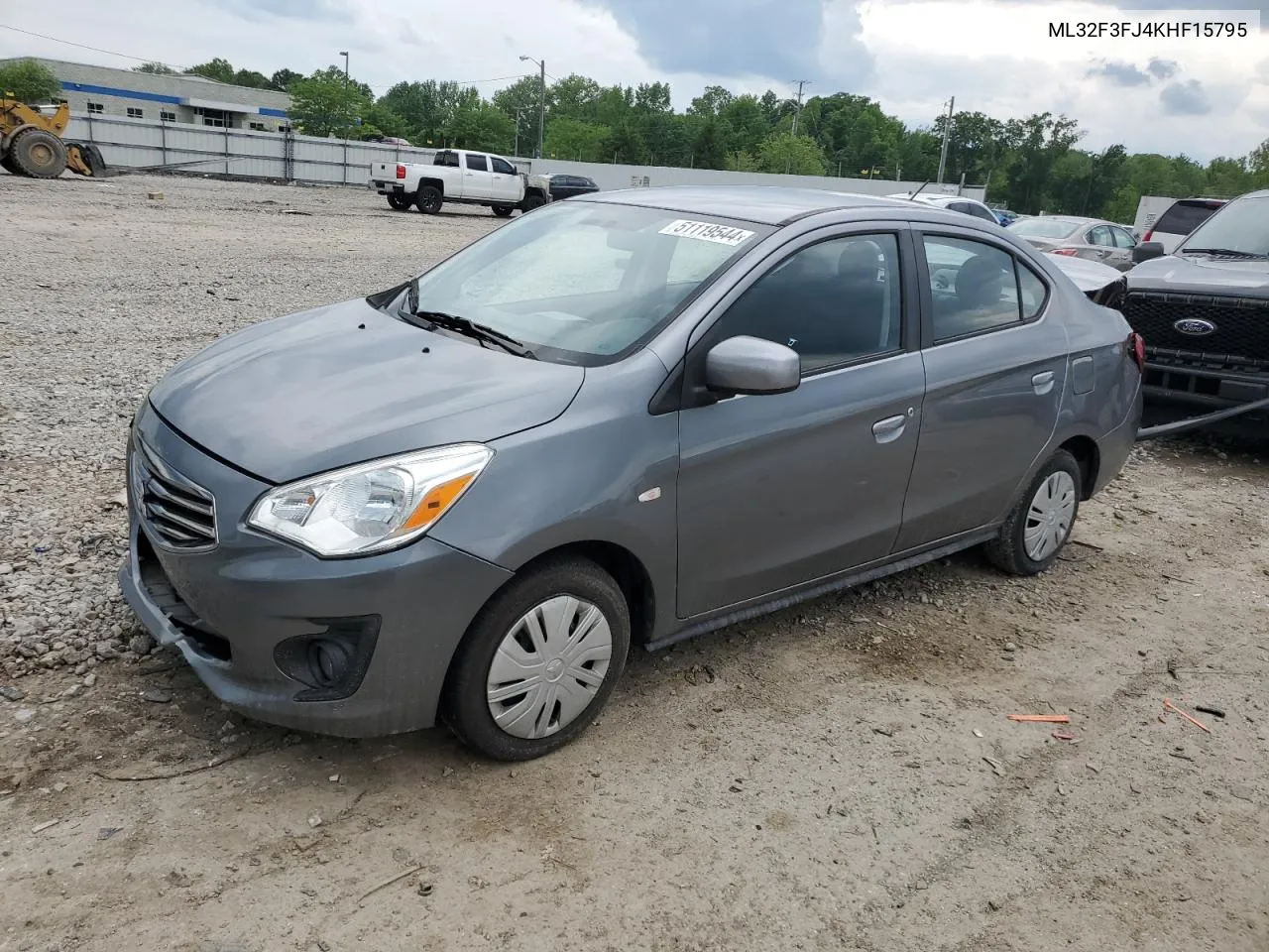 2019 Mitsubishi Mirage G4 Es VIN: ML32F3FJ4KHF15795 Lot: 51119544