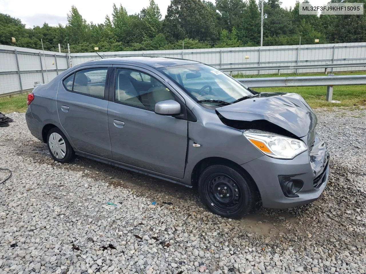 2019 Mitsubishi Mirage G4 Es VIN: ML32F3FJ9KHF15095 Lot: 60152254