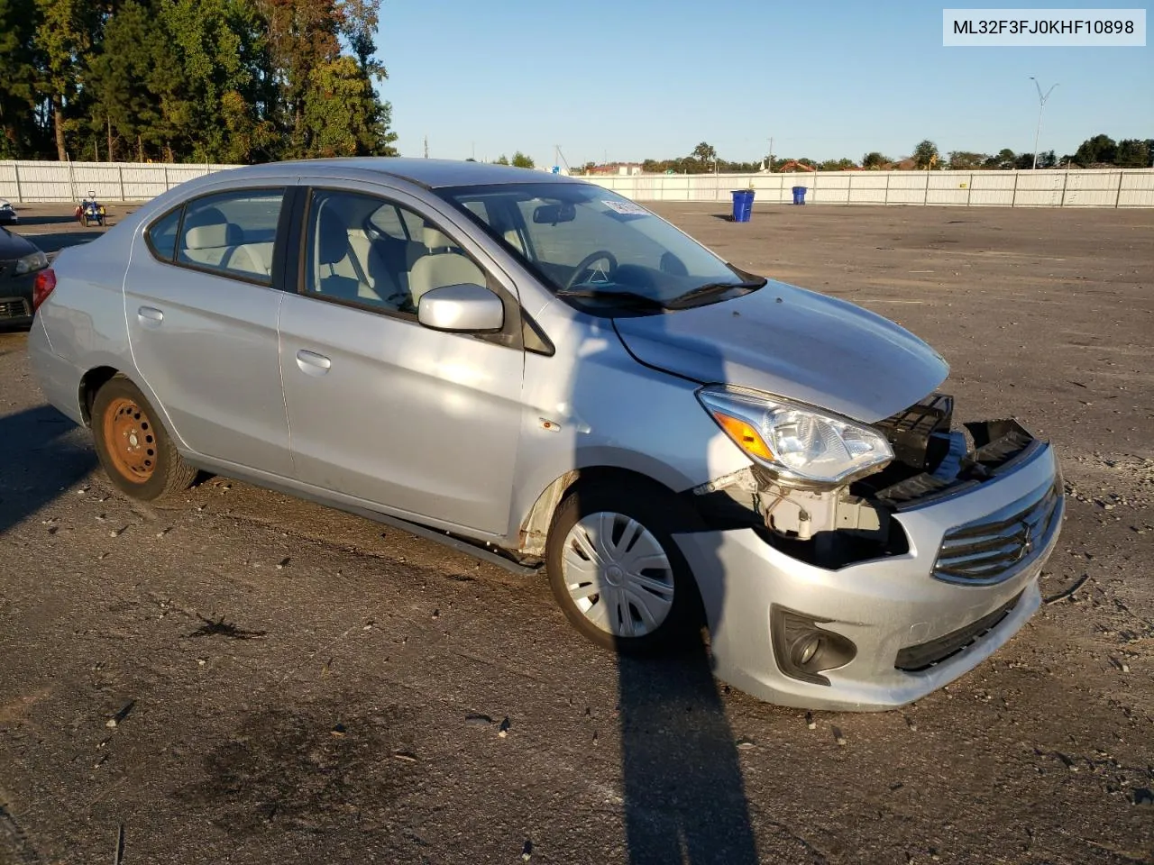 2019 Mitsubishi Mirage G4 Es VIN: ML32F3FJ0KHF10898 Lot: 74816744