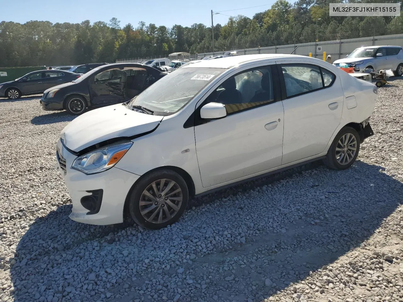 2019 Mitsubishi Mirage G4 Es VIN: ML32F3FJ1KHF15155 Lot: 76673514