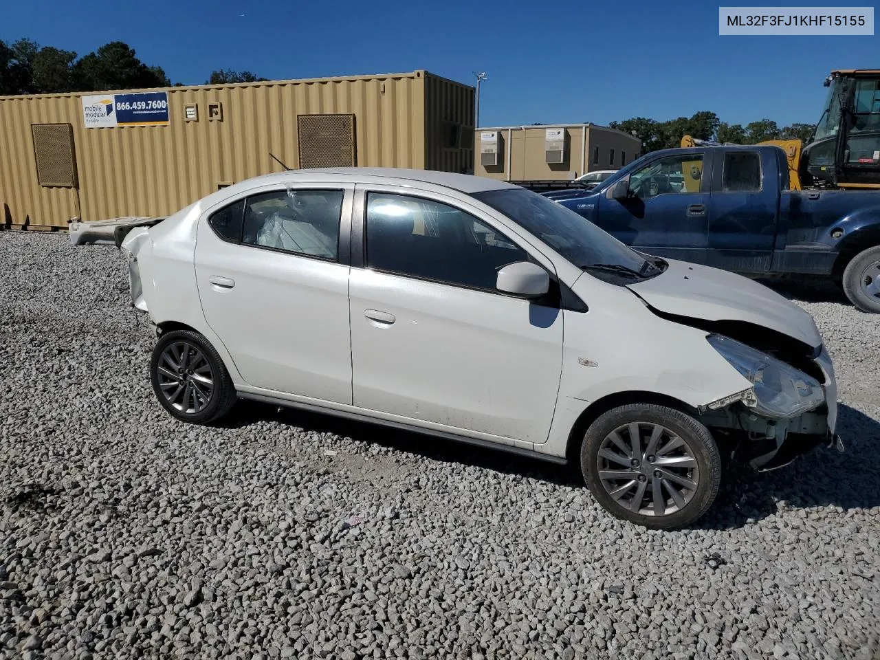 2019 Mitsubishi Mirage G4 Es VIN: ML32F3FJ1KHF15155 Lot: 76673514