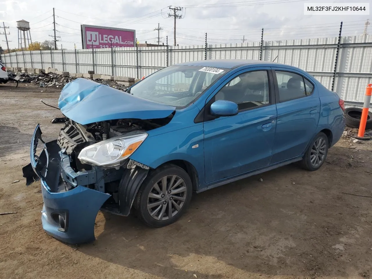 2019 Mitsubishi Mirage G4 Es VIN: ML32F3FJ2KHF10644 Lot: 78300104