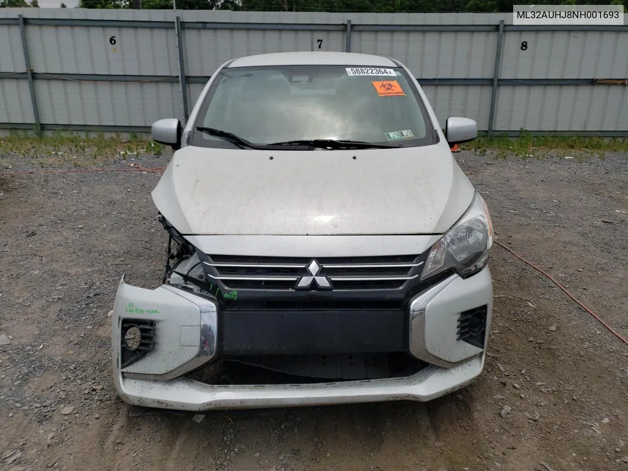 2022 Mitsubishi Mirage Es VIN: ML32AUHJ8NH001693 Lot: 58822364