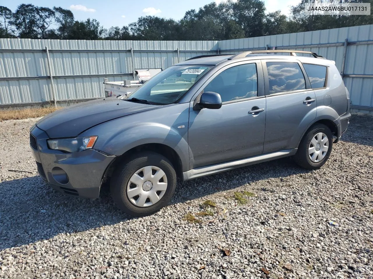 2011 Mitsubishi Outlander Es VIN: JA4AS2AW6BU017131 Lot: 75120894