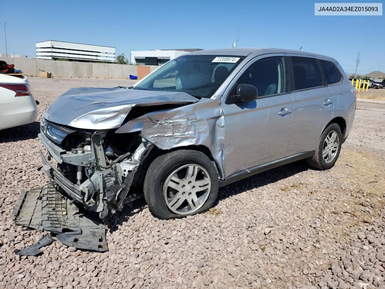 2014 Mitsubishi Outlander Es VIN: JA4AD2A34EZ015093 Lot: 72200974