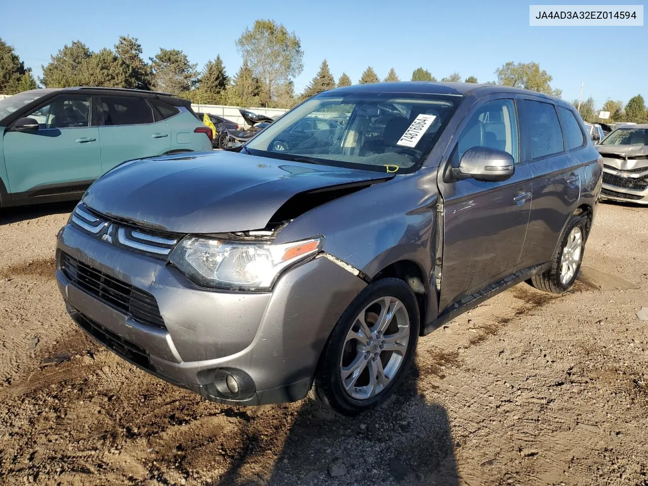 2014 Mitsubishi Outlander Se VIN: JA4AD3A32EZ014594 Lot: 74876064