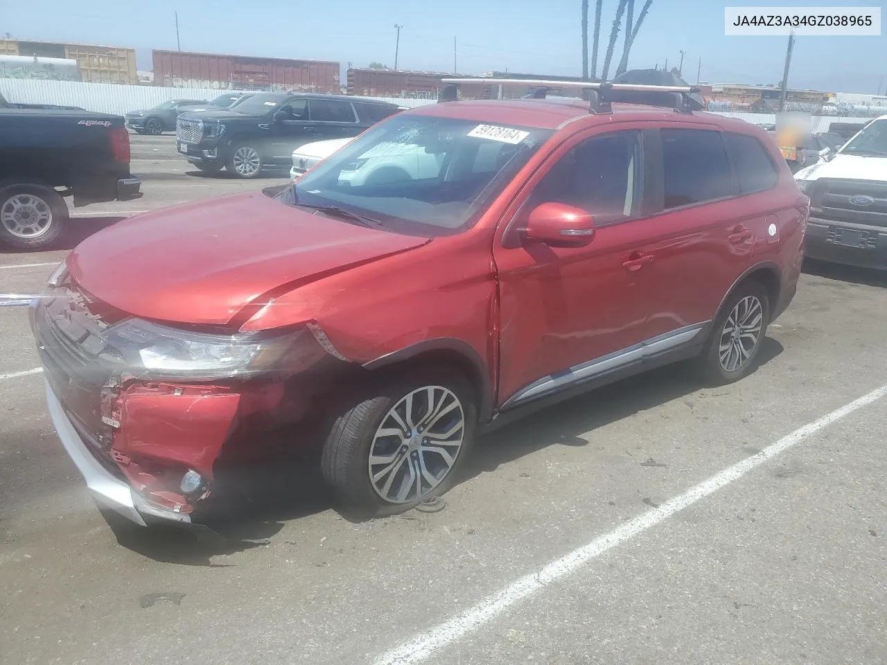 2016 Mitsubishi Outlander Se VIN: JA4AZ3A34GZ038965 Lot: 59128164