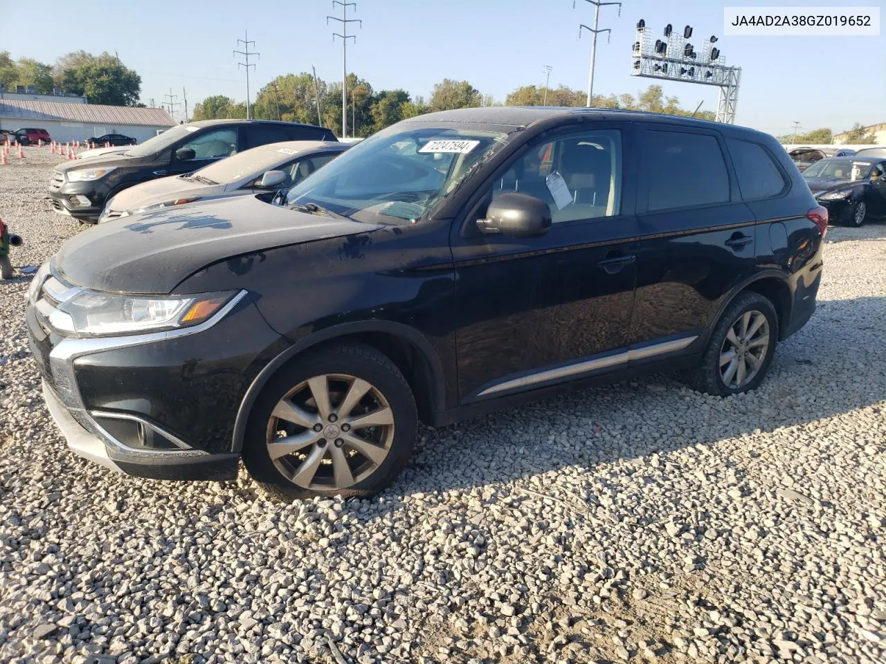 2016 Mitsubishi Outlander Es VIN: JA4AD2A38GZ019652 Lot: 72247594