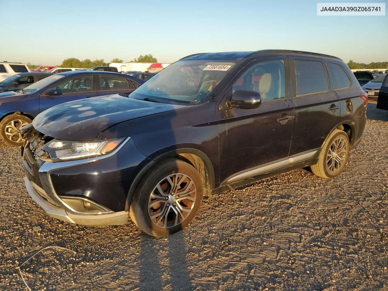 2016 Mitsubishi Outlander Se VIN: JA4AD3A39GZ065741 Lot: 73581654