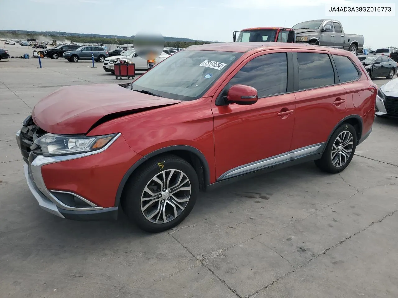 2016 Mitsubishi Outlander Se VIN: JA4AD3A38GZ016773 Lot: 75174254