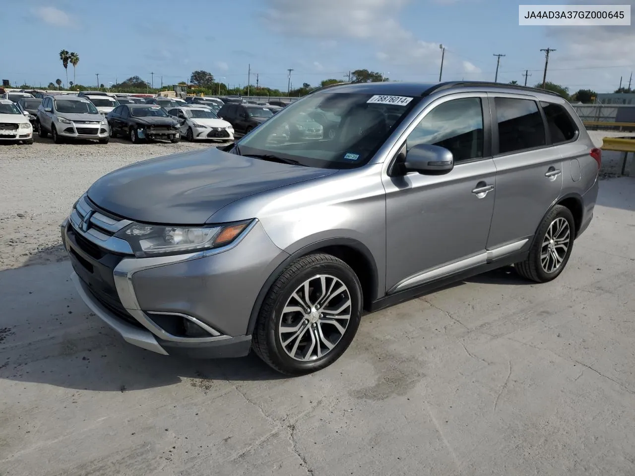 2016 Mitsubishi Outlander Se VIN: JA4AD3A37GZ000645 Lot: 78876014