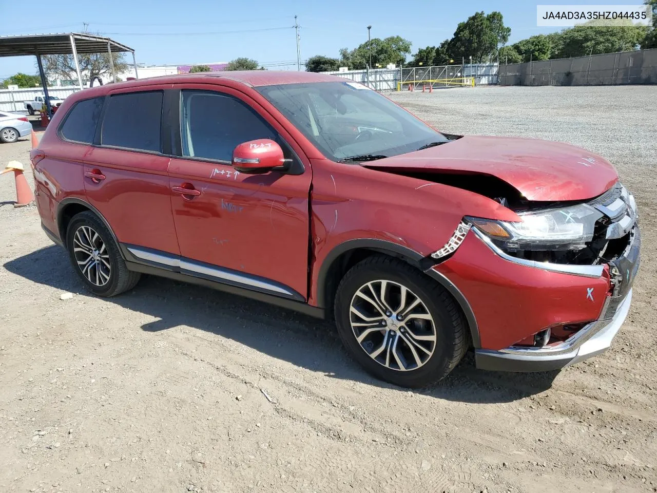 2017 Mitsubishi Outlander Se VIN: JA4AD3A35HZ044435 Lot: 70844634