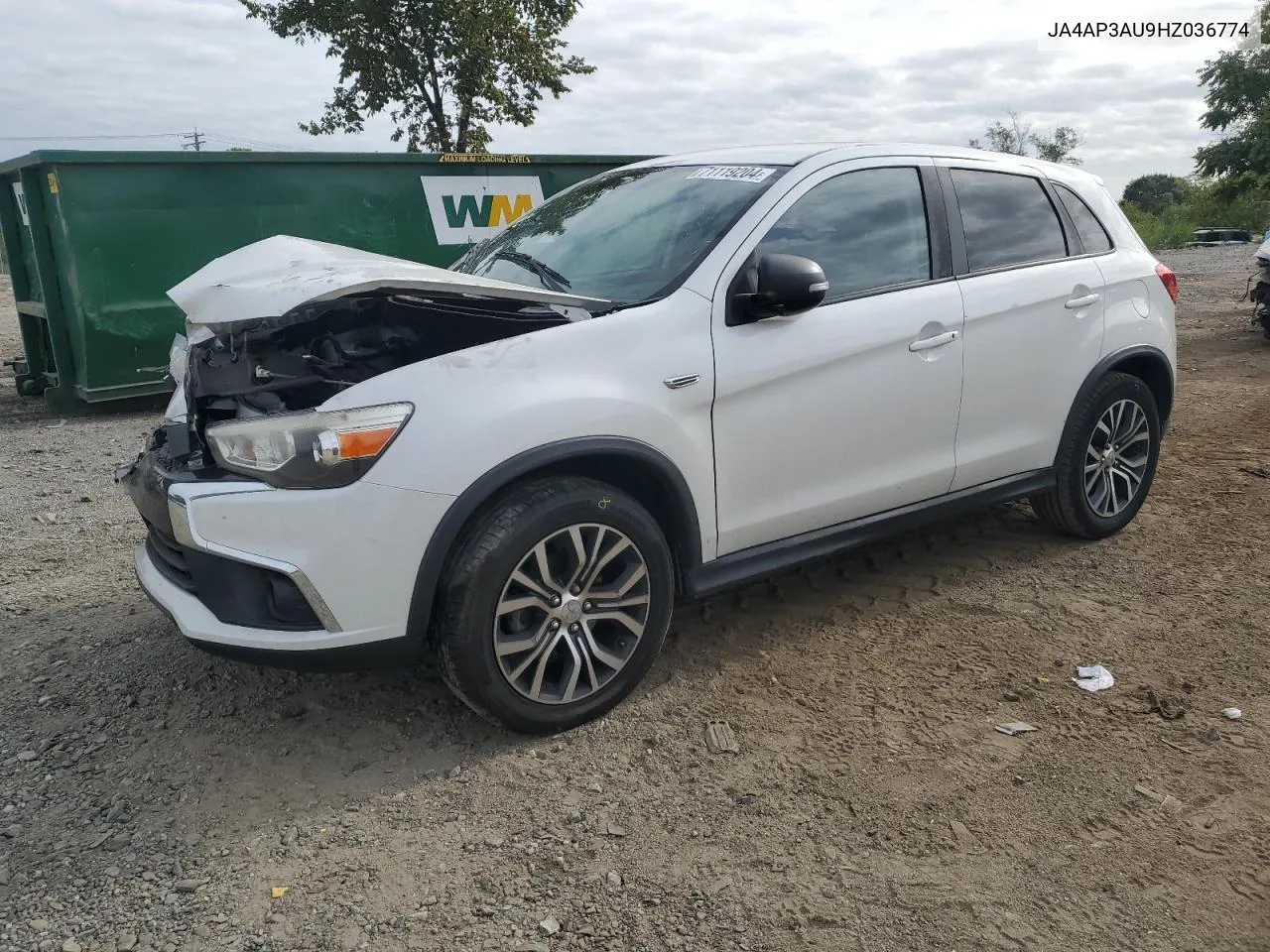 2017 Mitsubishi Outlander Sport Es VIN: JA4AP3AU9HZ036774 Lot: 71119204