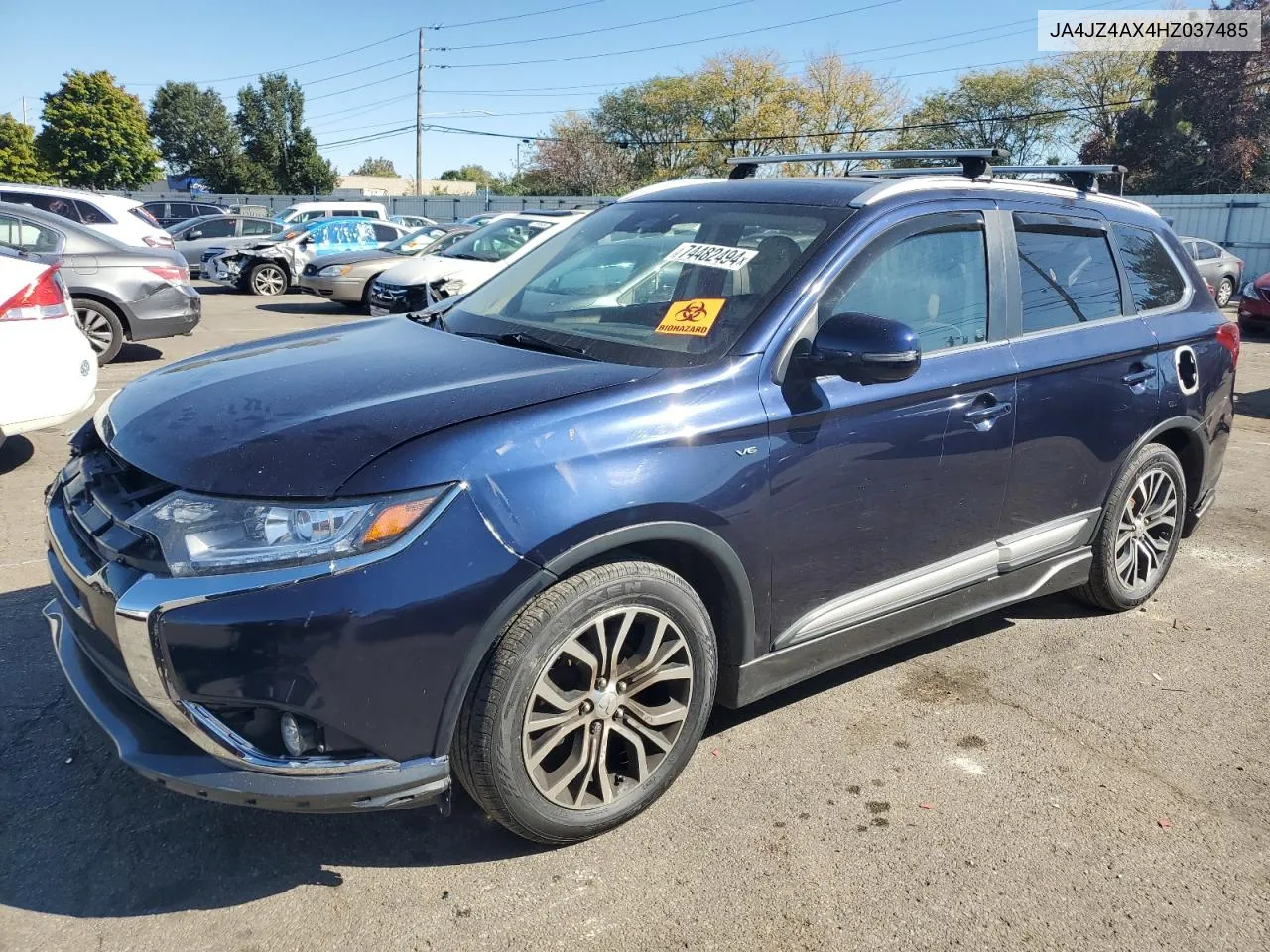 2017 Mitsubishi Outlander Gt VIN: JA4JZ4AX4HZ037485 Lot: 74482494